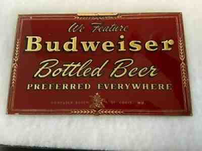 Budweiser Beer Reverse on Glass 1940's, Original