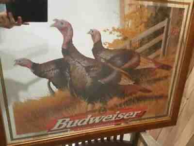 VINTAGE BUDWEISER WILDLIFE TURKEY SIGN/MIRROR