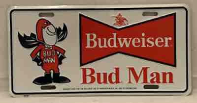 Bud Man Budweiser License Plate Beer Unused