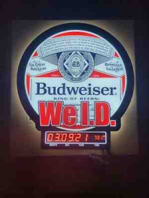 BUDWEISER BEER WE ID COUNTDOWN CLOCK LIGHT UP LED SIGN GAME ROOM MAN CAVE BAR
