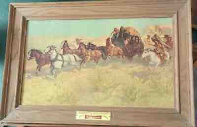 1952 Budweiser Attack On The Overland Stage Lithograph