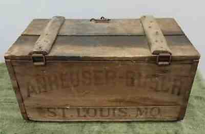 Vintage 1917 Anheuser Busch Wood Beer Crate St. Louis MO -Rare Antique-