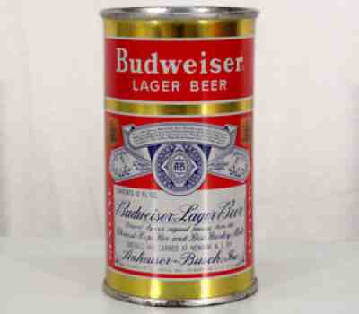 BUDWEISER SUPER CLEAN FLAT TOP BEER CAN ANHEUSER-BUSCH NEWARK, NEW JERSEY NJ BUD