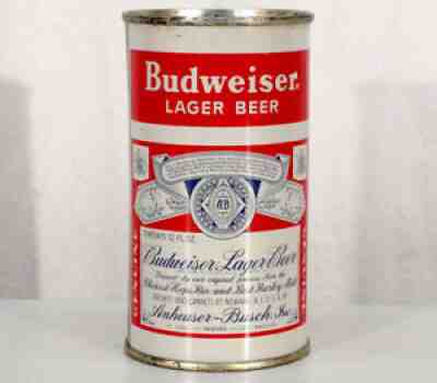 BUDWEISER SUPER CLEAN FLAT TOP BEER CAN ANHEUSER-BUSCH NEWARK, NEW JERSEY NJ BUD