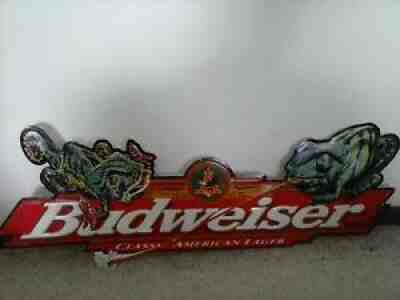 Rare Budweiser Beer Chameleon Metal Tin Sign 32