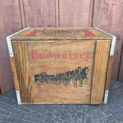 Rare Budweiser Anheuser Busch Wooden Beer Storage Crate Box Clydesdale Horses