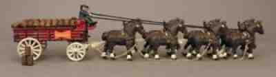 Budweiser Clydesdale Cast Iron 8 - Horse Team with Wagon