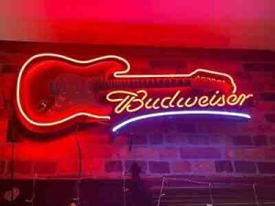 Budweiser Limited Edition Electric Guitar Neon Sign Rare King Of Neons Original