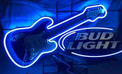 BUD LIGHT Budweiser Limited Edition FULL SIZE Electric Guitar Neon Sign RARE