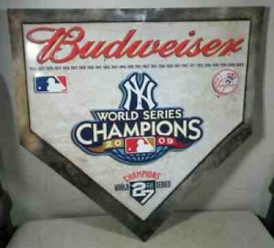 Vintage 2009 Budweiser Beer NY Yankees Baseball World Series Champs Metal Sign