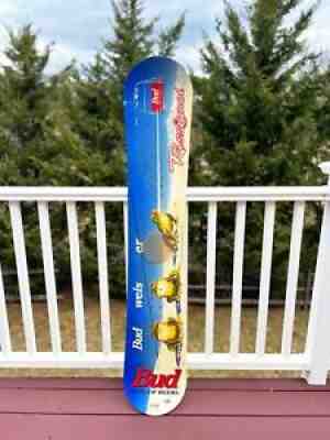 RARE Vintage BUDWEISER Beer 3 Frogs ROSSIGNOL 156 Snowboard France Advertising