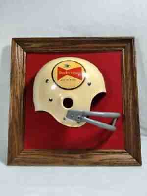 Rare Budweiser Football Helmet Framed Sign 70s-80s Vintage Man Cave Bar NFL Fans