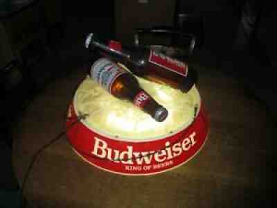 Vintage 1991 Large Round Budweiser pool table light.Â  Bud bottles on iceÂ 