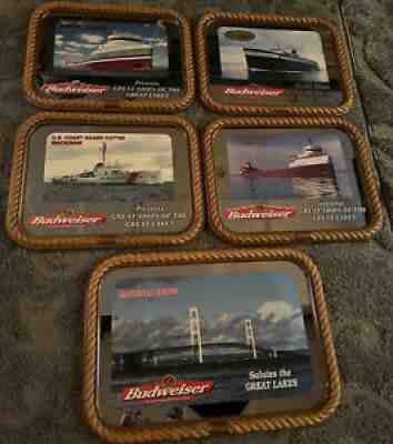 Budweiser Salutes the Great Lakes Mirrors w/ Rope & Copper Rare Complete Set