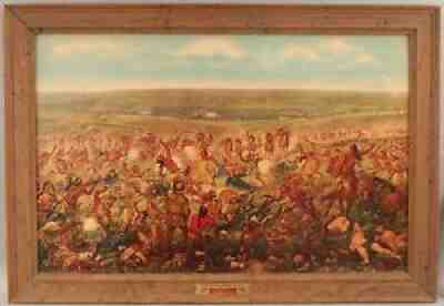 Large Antique Western Indian Custer's Last Fight Anheuser Busch Beer Lithograph