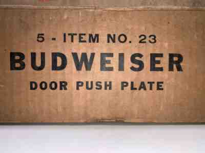 NOS Box of 5 Vintage BUDWEISER Metal Door Push Plates Anheuser-Busch Beer; RARE!