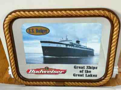 Collectible Budweiser Great Ships of the Great Lakes S. S. Badger mirror USED