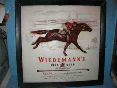 RARE 1955 HORSE RACING ADVERTISING SIGN SWAPS KENTUCKY DERBY WIEDEMANN'S BEER