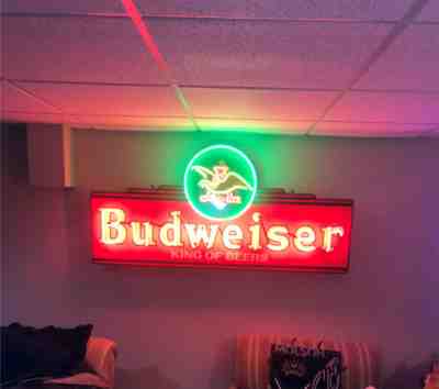 BUDWEISER NEON BEER SIGN-USED-GIANT 58 X 28 INCHES. EXCELLENT CONDITION