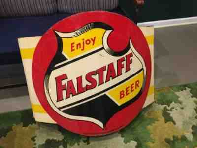 Vintage Falstaff Beer Metal Curved Shield Sign 1930's or 40's......RARE ORIGINAL