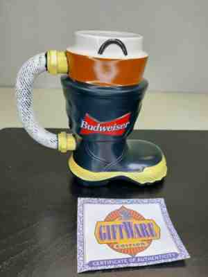 1997 Budweiser Salutes The Firefighter's Boot Stein CS321 Fireman Beer Mug