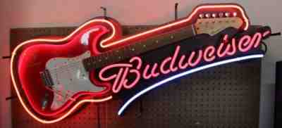 Budweiser Limited Edition Electric Guitar True Music Neon Sign Original