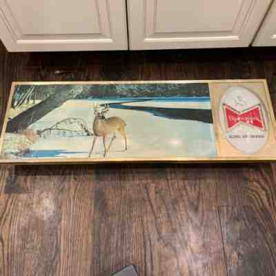 vintage Budweiser beer lighted sign Deer Hunting image Dome Logo 3ftx1ft