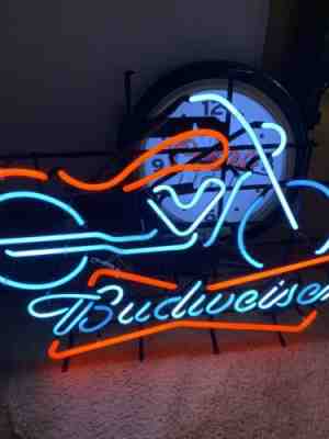 Budwiser Neon Beer Sign Motorcycle