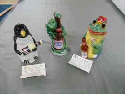 LOT ANHEUSER BUSCH BUD ICE PENGUIN LOUIE THE LIZARD BUD FROG BEER STEIN RARE