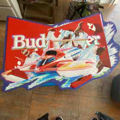 Vtg 1993 MISS BUDWEISER HYDROPLANE RACE BOAT Tin Advertising Sign BUDWEISER BEER