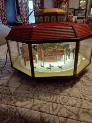 VINTAGE BUDWEISER CLYDESDALE ROTATING CAROUSEL HANGING LIGHT early version