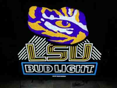 BUD LIGHT BEER LSU TIGERS FOOTBALL LIGHT UP LED SIGN GAME ROOM MAN CAVE NOLA NEW