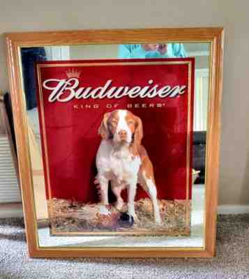 2002 Budweiser Beer Mirror Sign Hunting Bird Dog Brittany Spaniel Wildlife RARE!