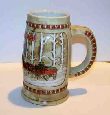 1981 Budweiser CS50 Holiday Stein RARE VERSION GREEN CASES