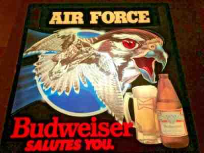 VINTAGE Budweiser Beer AIR FORCE USAF FALCON Bar Light Up Sign Bud Light TESTED!