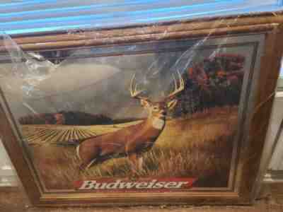 Rare Vintage 1998 Budweiser Wildlife Collection 10 Point Buck Deer Mirror 36X28