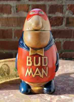 70s Ceramarte BUDWEISER BUD MAN Beer Stein Solid Head No Knot Unknotted Brazil