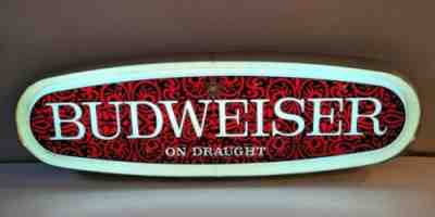 Vintage Budweiser On Draught Beer Lighted Sign Oval 37