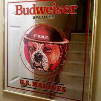 VERY RARE Vintage Budweiser Salutes Military Mirror U.S. MARINES 1994