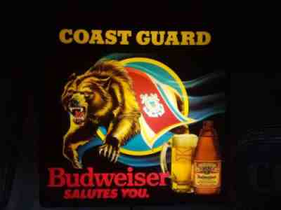 Vtg 1989 Budweiser Coast Guard Lighted BEER LIGHT armed forcesÂ sign WORKS Bud