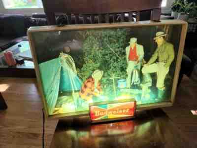 Vintage 1950's Budweiser King Of Beers camping Lighted Sign 20