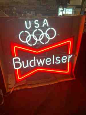 Budweiser Olympics Bow Tie 1984 Los Angeles Neon Sign Beer