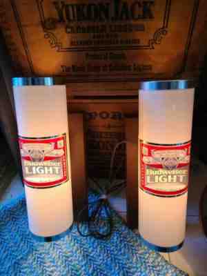 RARE 1982 BUDWEISER LIGHT BEER ADVERTISING WALL SCONCE LAMPS