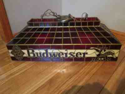 Vintage Anheuser Busch Budweiser Pool Table -LEADED STAINED GLASS W/BRASS RARE