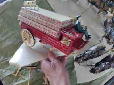 Rare Budweiser Carousel Clydesdale Wagon, Dalmatian Dogs, Parts AS IS