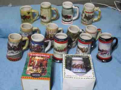 15 Lot of Original Budweiser Holiday Beer Steins 1980 1981 1982 1983 1984 1985 +