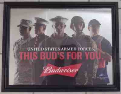 Budweiser U.S. Armed Forces Military Beer Bar Mirror Man Cave Pub c.2015