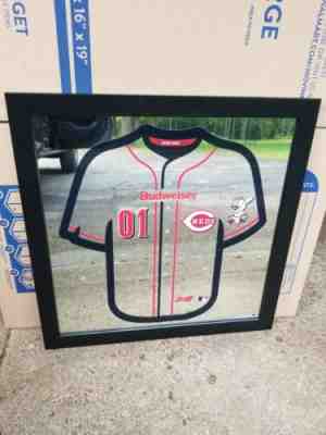 Budweiser Cincinnati Reds MLB Baseball Beer Bar Pub Man Cave Jersey Mirror New