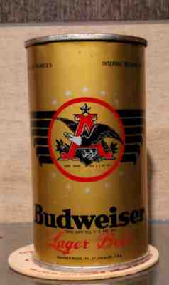 1948 BUDWEISER NON-OI IRTP STEEL FLAT TOP BEER CAN ST LOUIS ANHEUSER BUSCH