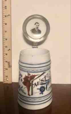 Vintage Faust Beer Lidded Jar, Milk Glass By Meissen.